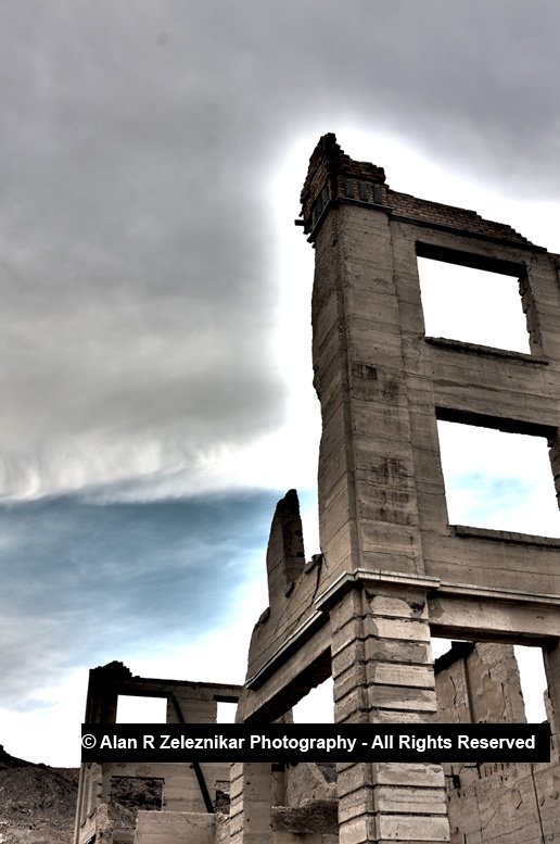 Death Valley - Rhyolite Nevada Cook Bank Building Silhouette 2